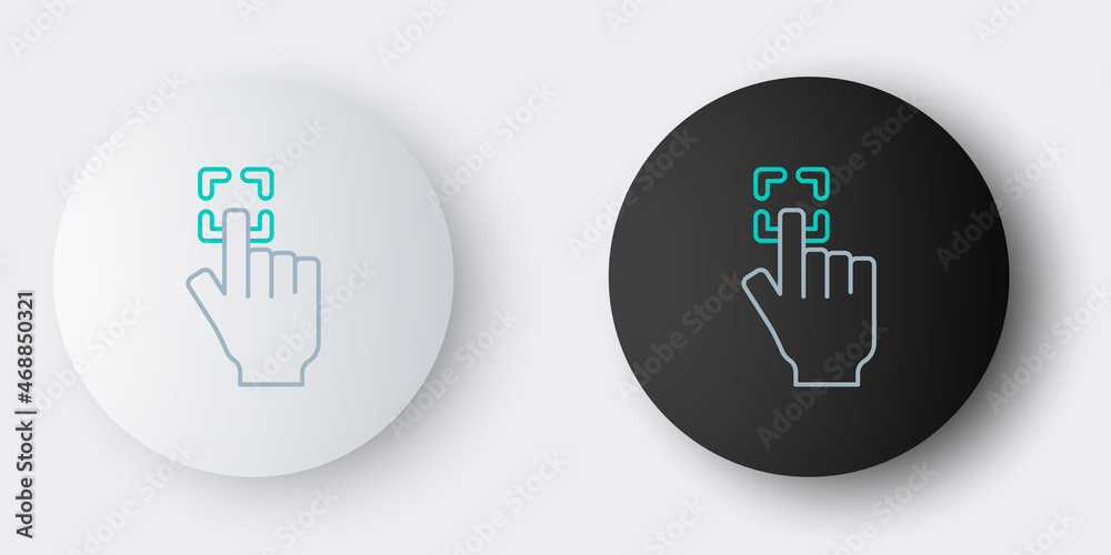 Sticker line fingerprint icon isolated on grey background. id app icon. identification sign. touch id. color