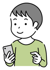 スマホを操作する子供　男の子