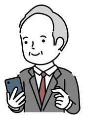スマホを操作するシニア男性ビジネスパーソン