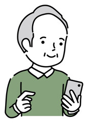 スマホを操作するシニア男性ビジネスパーソン