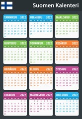 Finnish Calendar for 2022. Scheduler, agenda or diary template. Week starts on Monday