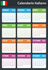 Italian Calendar for 2022. Scheduler, agenda or diary template. Week starts on Monday