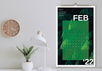 Green Wall Calendar 2022 Layout
