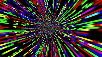 Driving through the Colorful light rays tunnel