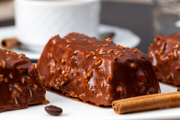 chocolate cake with crushed nuts