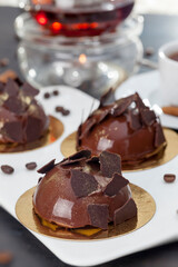 delicious chocolate cake covered with milk chocolate