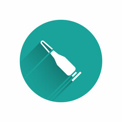 White Bullet icon isolated with long shadow. Green circle button. Vector