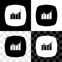 Set Financial growth increase icon isolated on black and white, transparent background. Increasing revenue. Vector