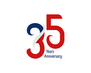 35 years anniversary logo with ribbon for celebration