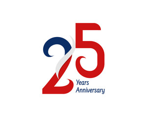 25 years anniversary logo with ribbon for celebration