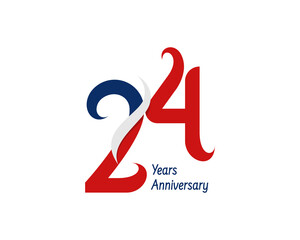 Obraz premium 24 years anniversary logo with ribbon for celebration