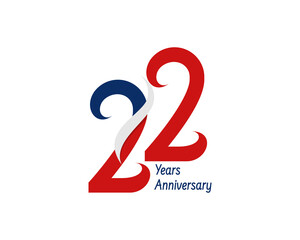 22 years anniversary logo with ribbon for celebration