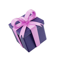 Speckled purple box isolated on a white background. Realistic 3D gift box for celebrating birthday, Valentine's day, Christmas. 3d render