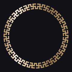 Greek gold frame on a black background, vector