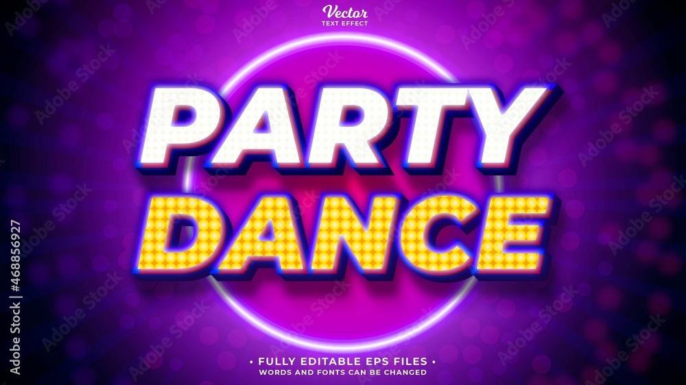 Wall mural party text effect editable eps cc. words and fonts can be changed