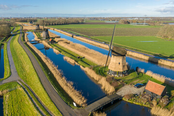 Old typical Dutch windmills at Rustenburg North Holland