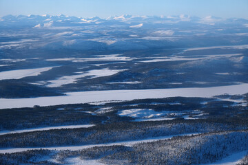 Obraz premium snow covered mountains in Lapland, north Sweden.