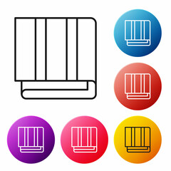 Black line Towel stack icon isolated on white background. Set icons colorful circle buttons. Vector Illustration