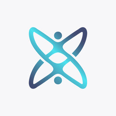 The letter X is made up of two connected human symbols. Unique and playful but still simple, modern and mature. Suitable for logos of consulting business companies, non-profits, etc.