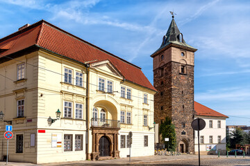 Obraz premium The Black Tower (old water tower) in Pilsen, Czech Republic