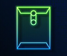 Glowing neon line Envelope icon isolated on blue background. Received message concept. New, email incoming message, sms. Mail delivery service. Vector