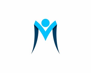 M Letter with abstract people in the middle