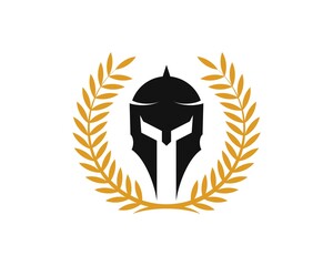 Circular leaf with simple spartan helmet inside