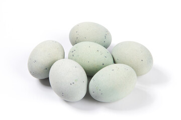 preserved duck eggs isolated on white background