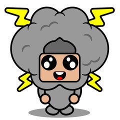 vector cartoon character mascot costume weather conditions cute thunder cloud