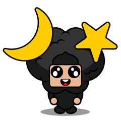 vector cartoon character mascot costume weather conditions cute night clouds with moon and stars