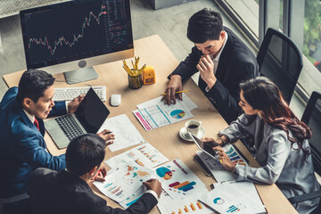Stock market data chart analysis by ingenious computer software . Investment application display...