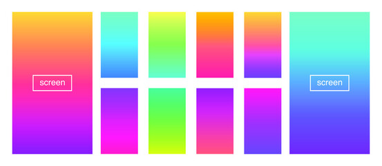 Soft color gradient background. Abstract, blue, bright, pink, green, red, violet, turquoise, yellow, UI UX template. Modern screen vector design for mobile app. EPS 10.