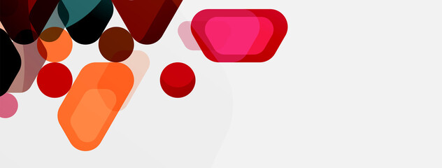 Color bubbles and rounded geometric shapes on white. Vector geometric minimal abstract background for wallpaper, banner, background, landing page