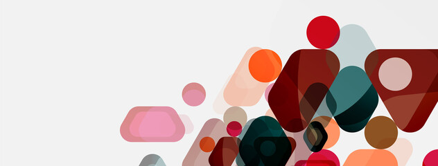 Color bubbles and rounded geometric shapes on white. Vector geometric minimal abstract background for wallpaper, banner, background, landing page