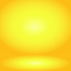 Yellow gradient background. Studio room concept, template mock up for display of content. Abstract glow backdrop wall display. Simple modern plain space for photo product. Vector EPS 10