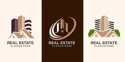 Set of, Real Estate, Building and Construction Logo Vector Design