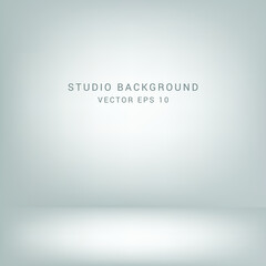 Grey and white gradient background. Studio room concept, template mock up for display of content. Abstract gray glow backdrop wall display. Simple modern plain space for photo product. Vector EPS 10