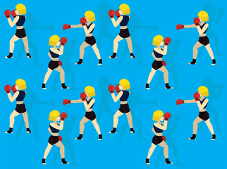 Manga Cartoon Boxing Counter Punching Seamless Wallpaper Background