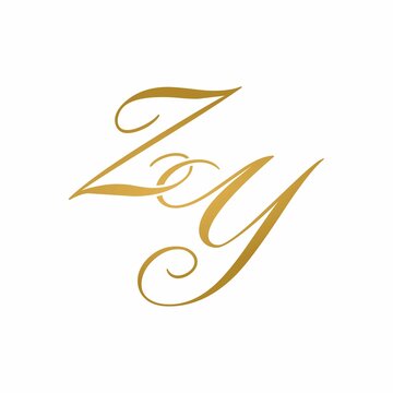 ZY logo initials monogram elegant gold color