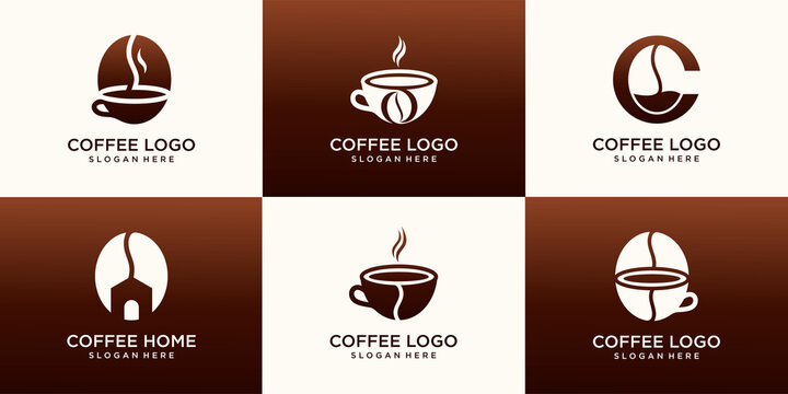 set of coffee logo,coffee home logo and coffee point logo .vector illustration.