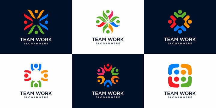 set of Community logo icon Symbol of teamwork. Vector Illustration Logo