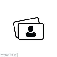 Business card vector icon. Company, management, name, blank account symbol. Man pictogram silhouette. Graphic design isolated on white background. EPS 10