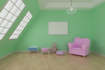 Living Room Interior. Interior Design 3D Rendering