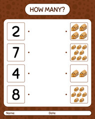 How many counting game with gingerbread cookie. worksheet for preschool kids, kids activity sheet