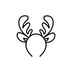 Reindeer antlers funny Christmas party headband. Pixel perfect, editable stroke icon