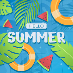 Naklejka premium flat design summer sale banner, social media post, discount voucher