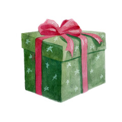 Watercolor illustration. New Year's gift. Decoration for the holiday. Happy New Year. Merry Christmas.