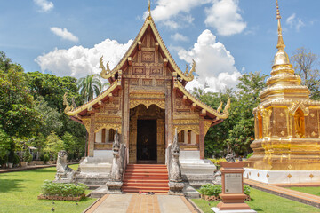 Within Wat Phra Singh is a Buddhist temple or Wat in Thai in Chiang Mai province northern of Thailand. 