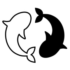 Yin and Yang fish outline vector