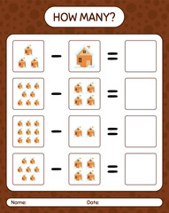 How many counting game with house. worksheet for preschool kids, kids activity sheet